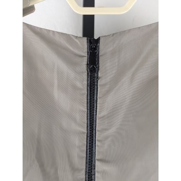 Lafayette 148 size 8 Sleeveless Drop Waist Shift Dress faux leather taupe black - Picture 8 of 9